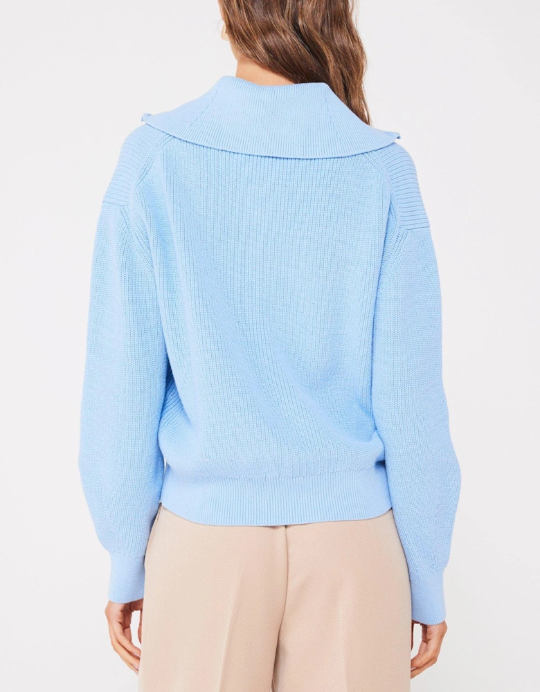 Half Zip Mini Logo Jumper - Blue