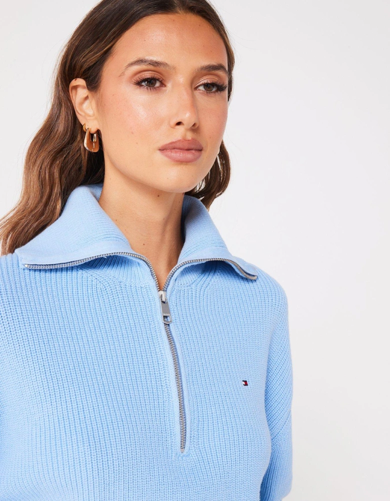 Half Zip Mini Logo Jumper - Blue