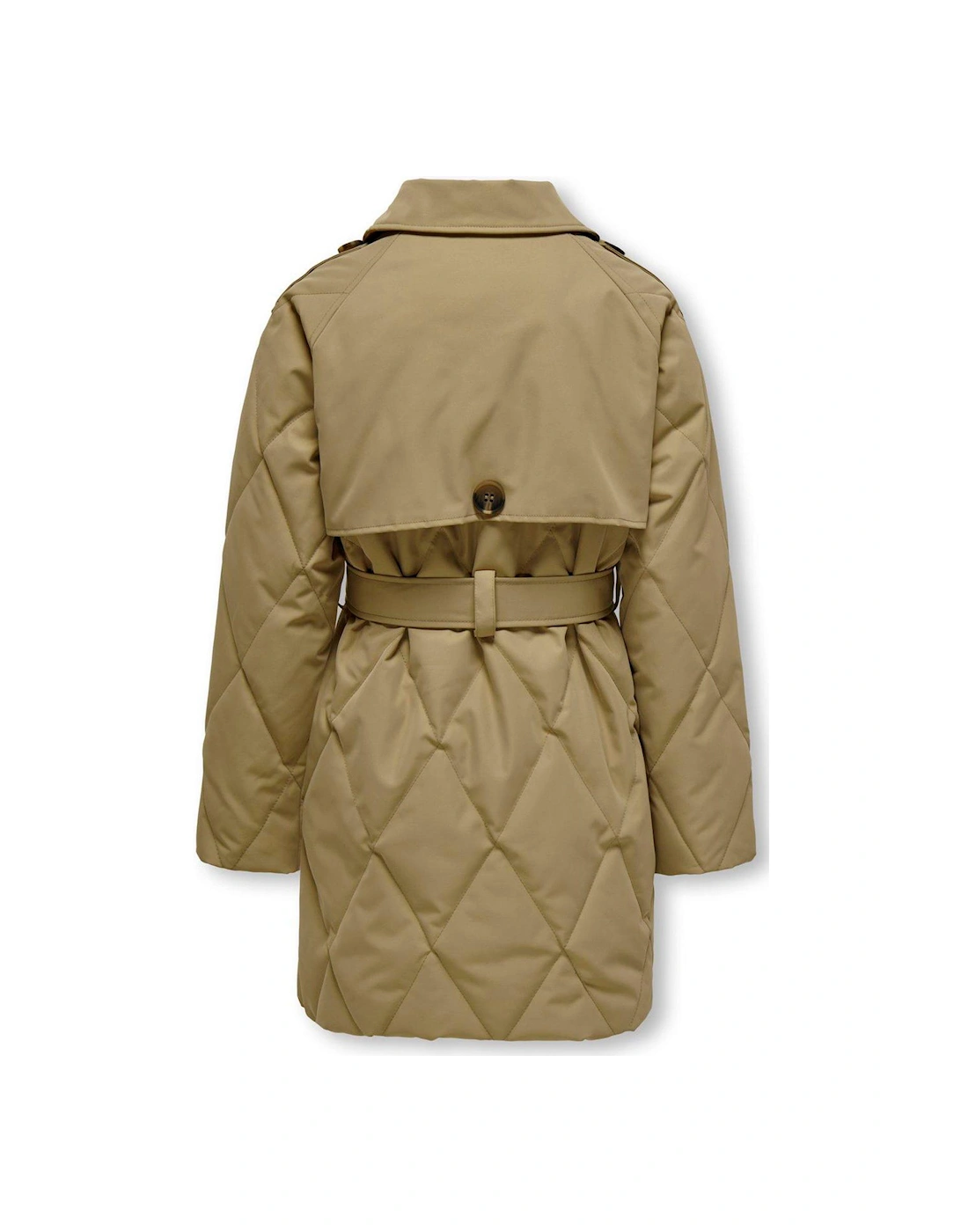 Girls Quilted Trench Coat - Petrified Oak