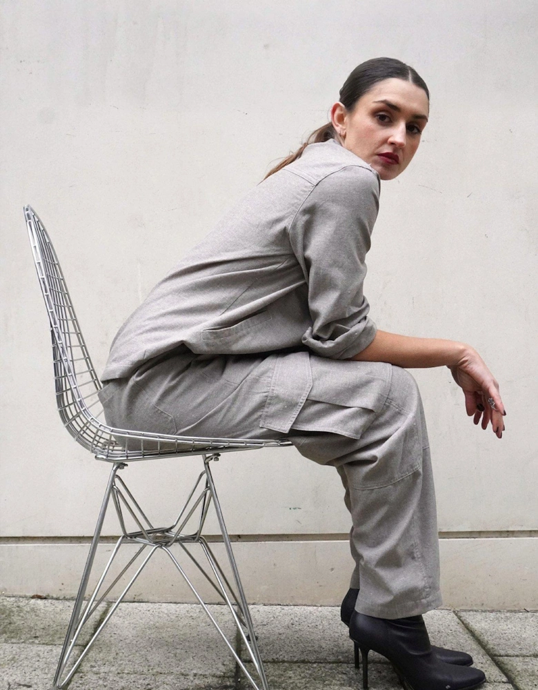 Linen Mix Tribe Shirt Jacket - Beige