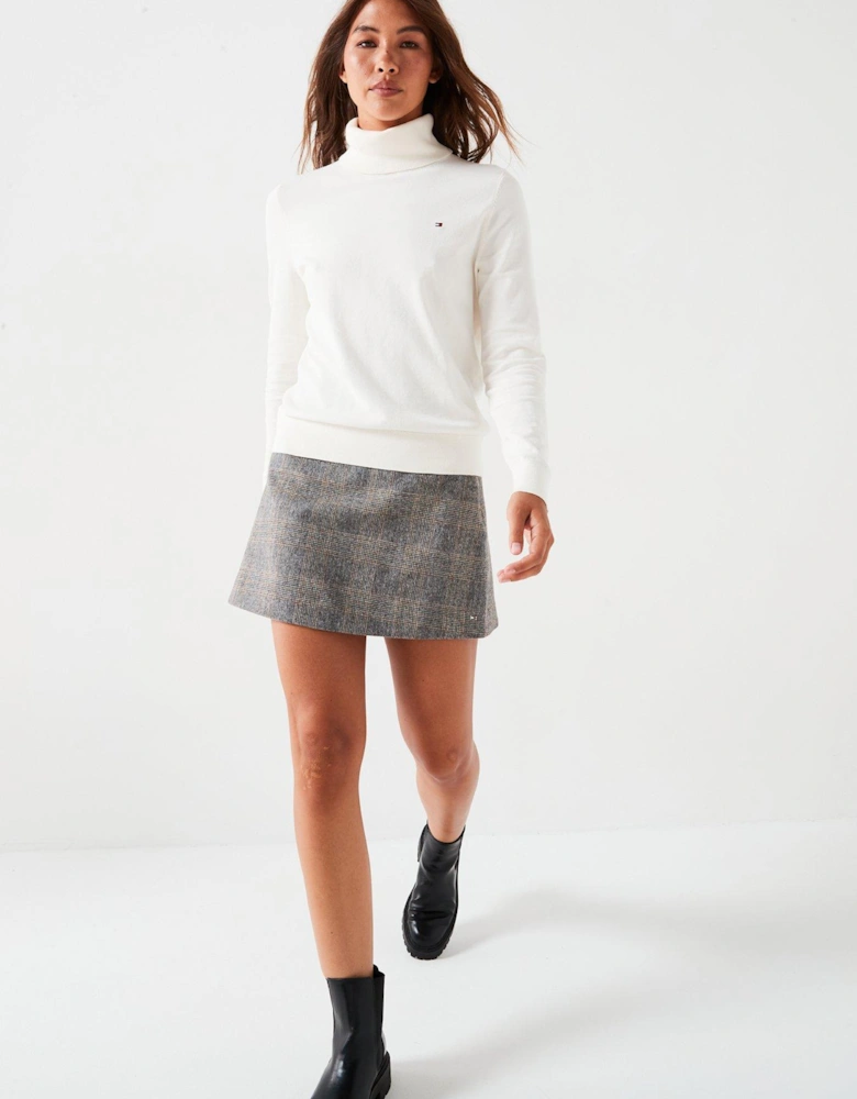 Check Wool Blend Mini Skirt - Multi