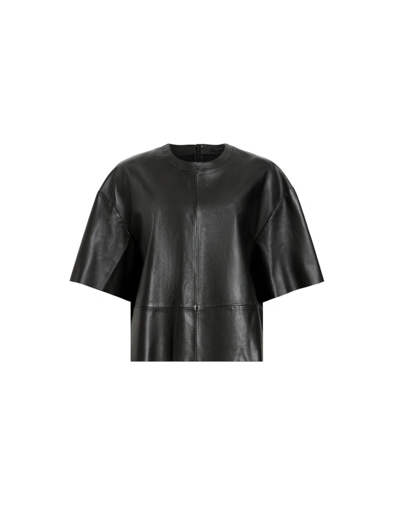 Renai Leather Tee - Black