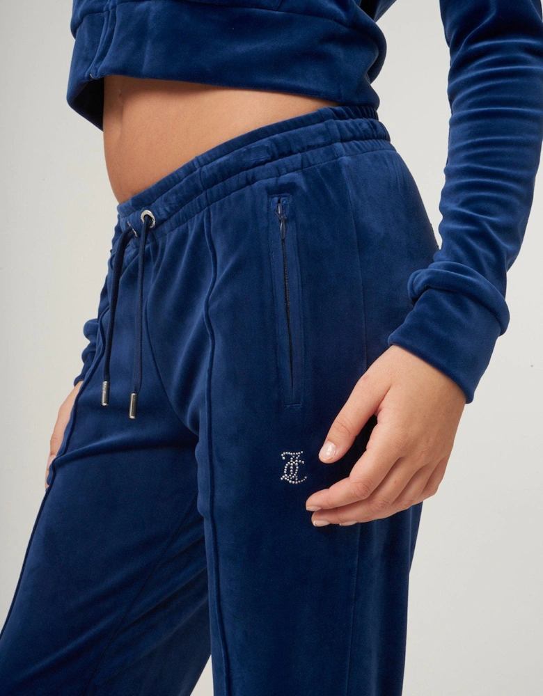 Classic Track Pants With Diamante Logo - Blue