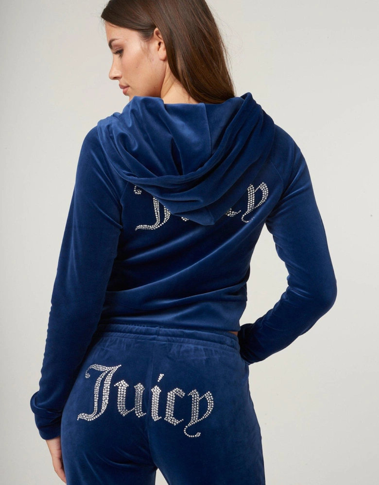 Classic Track Pants With Diamante Logo - Blue