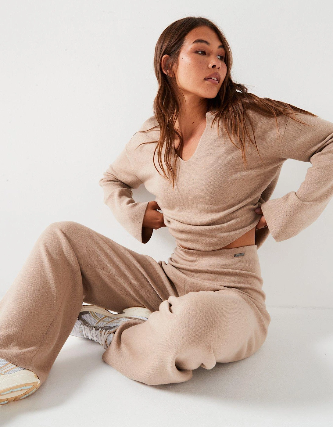 Straight Leg Lounge Pants - Beige