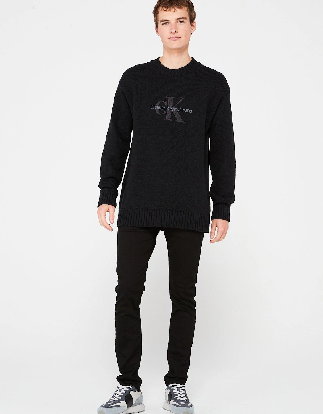 Chenille Monologo Knitted Jumper - Black