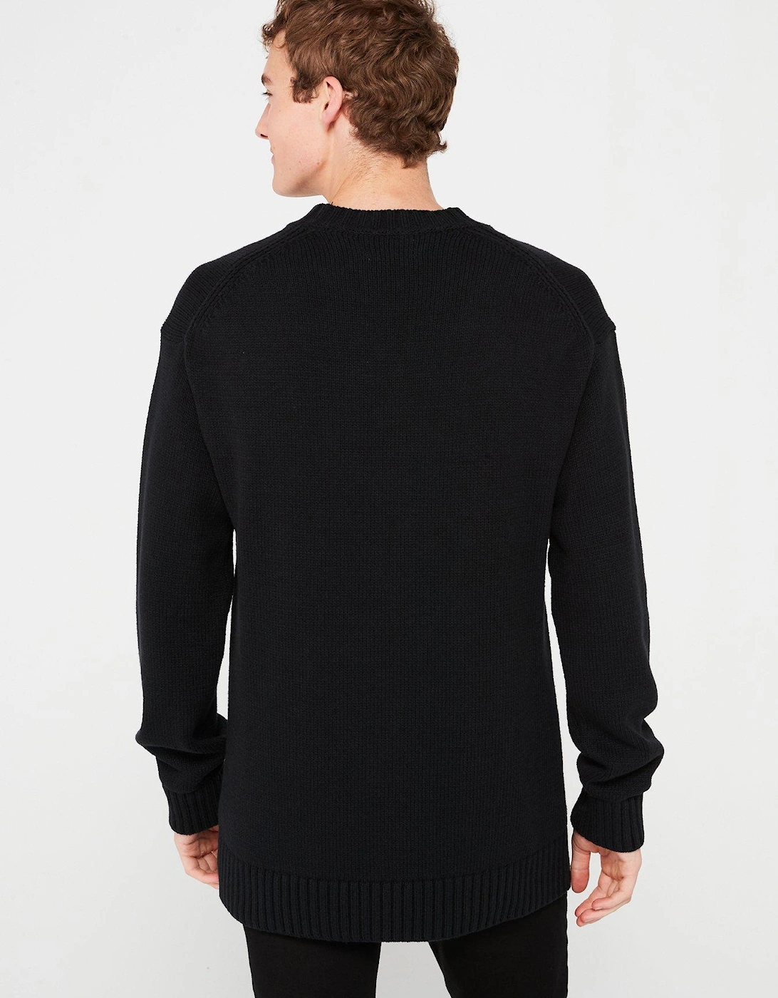 Chenille Monologo Knitted Jumper - Black