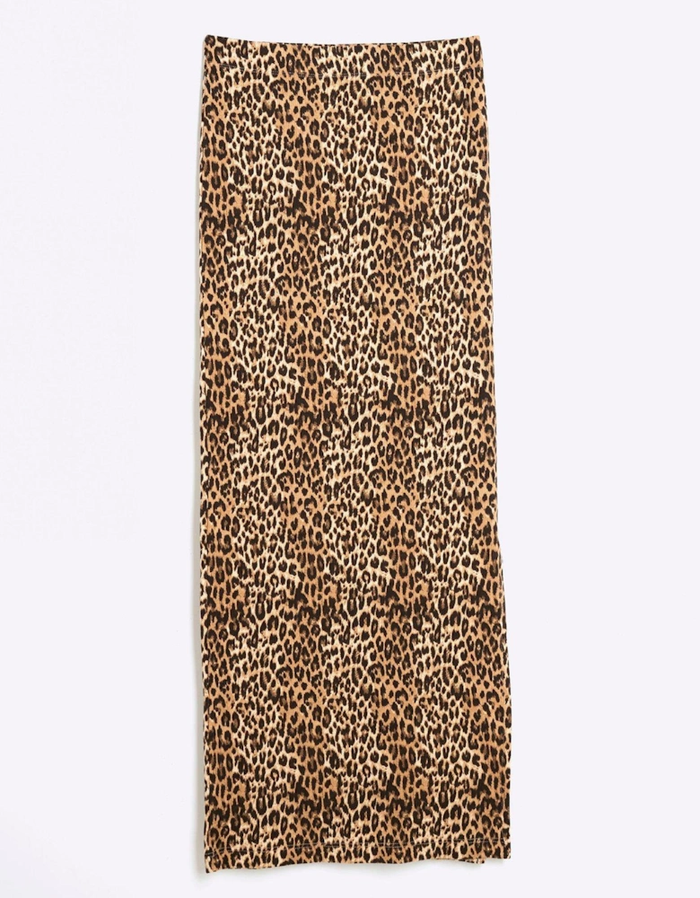 Leopard Pencil Skirt - Brown