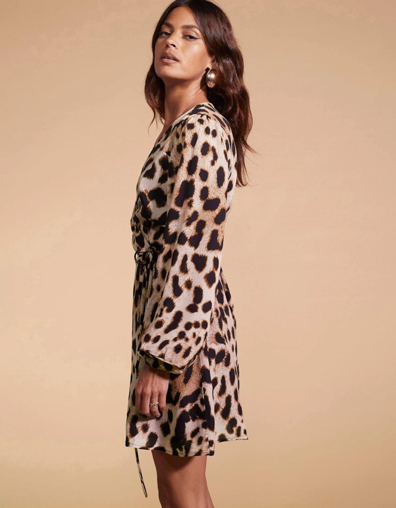 Leopard Print Mini Dress - Multi