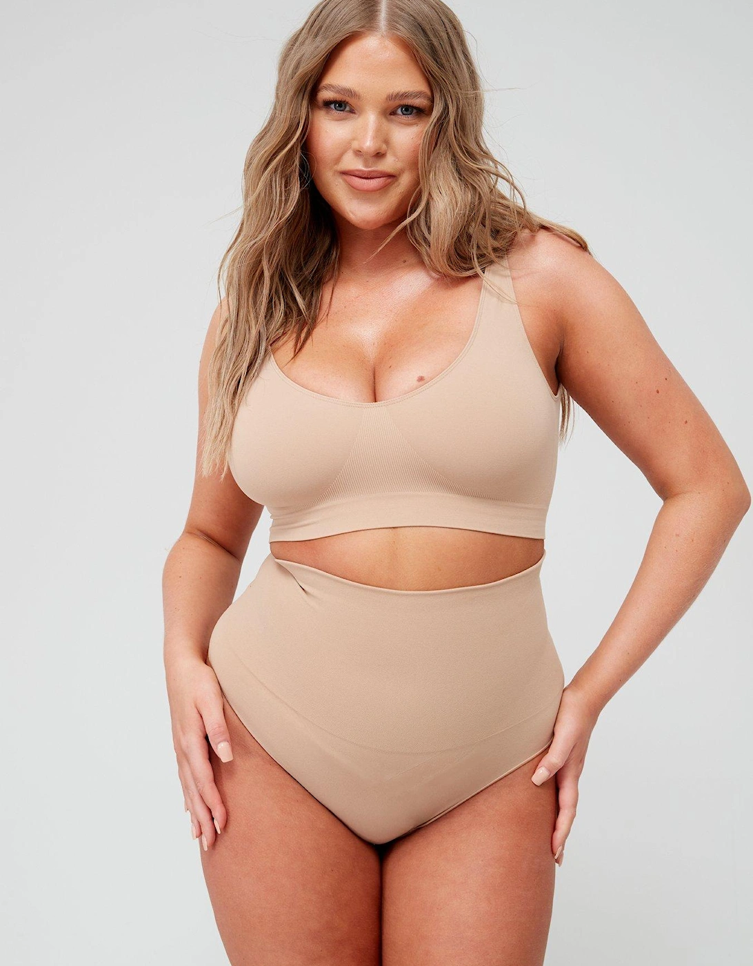 Shape Enhancing Seamless High Waist Thong - Beige