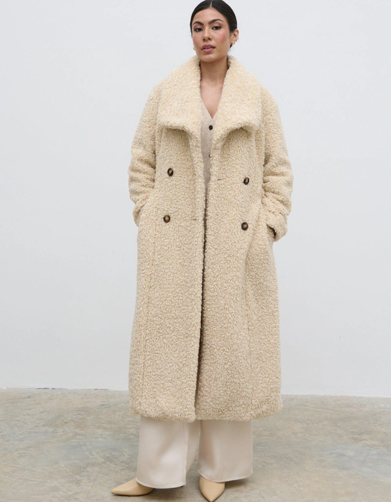 Mahli Shaggy Texture Robe Coat - Beige