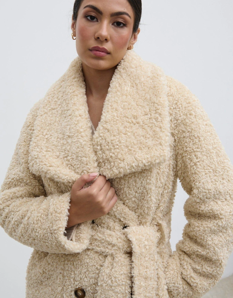 Mahli Shaggy Texture Robe Coat - Beige