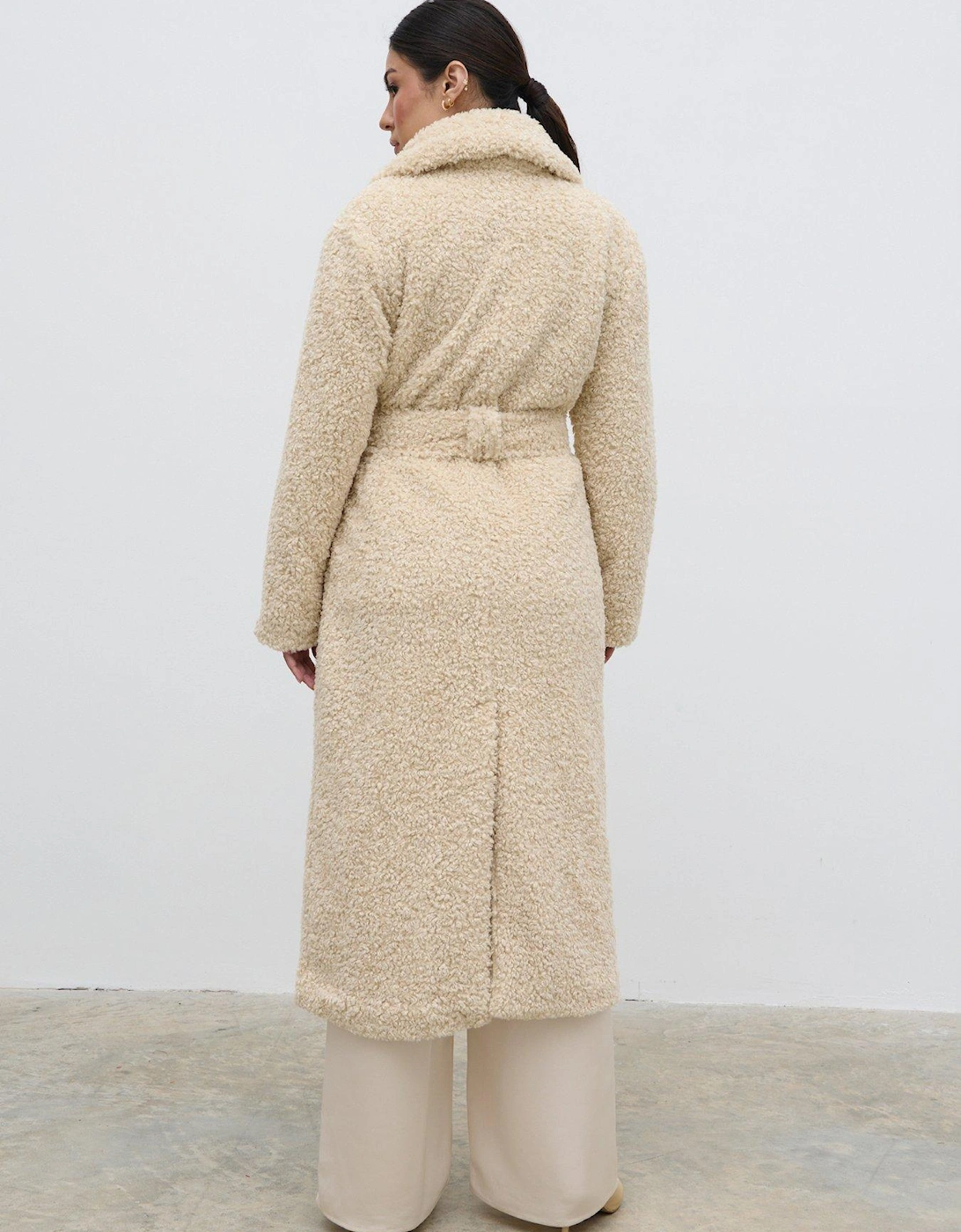 Mahli Shaggy Texture Robe Coat - Beige