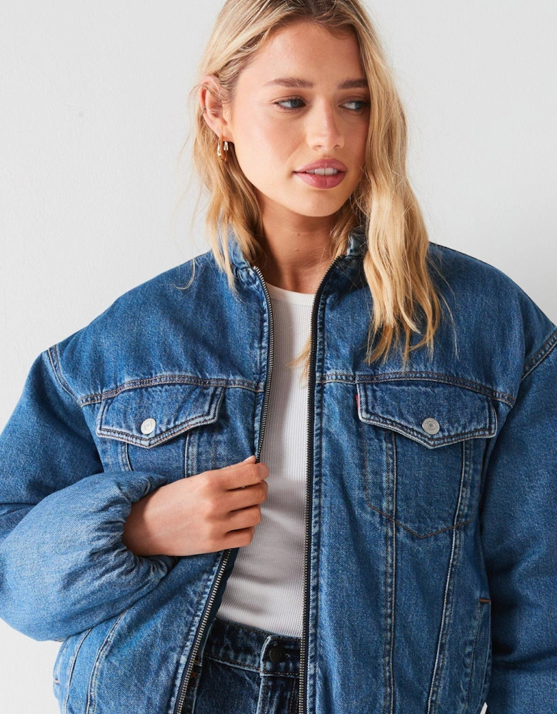 90s Padded Trucker Denim Jacket - Plushy