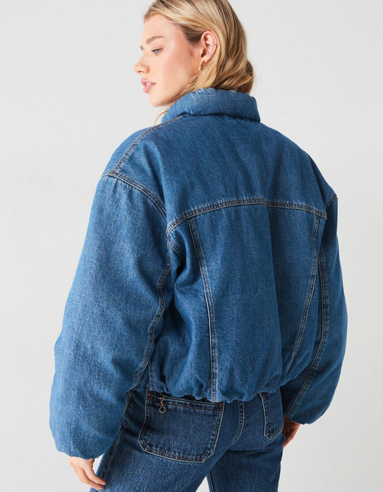 90s Padded Trucker Denim Jacket - Plushy