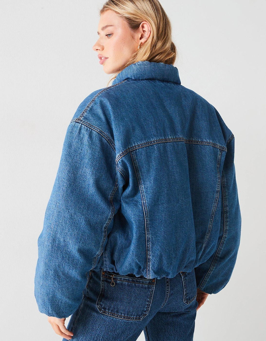 90s Padded Trucker Denim Jacket - Plushy