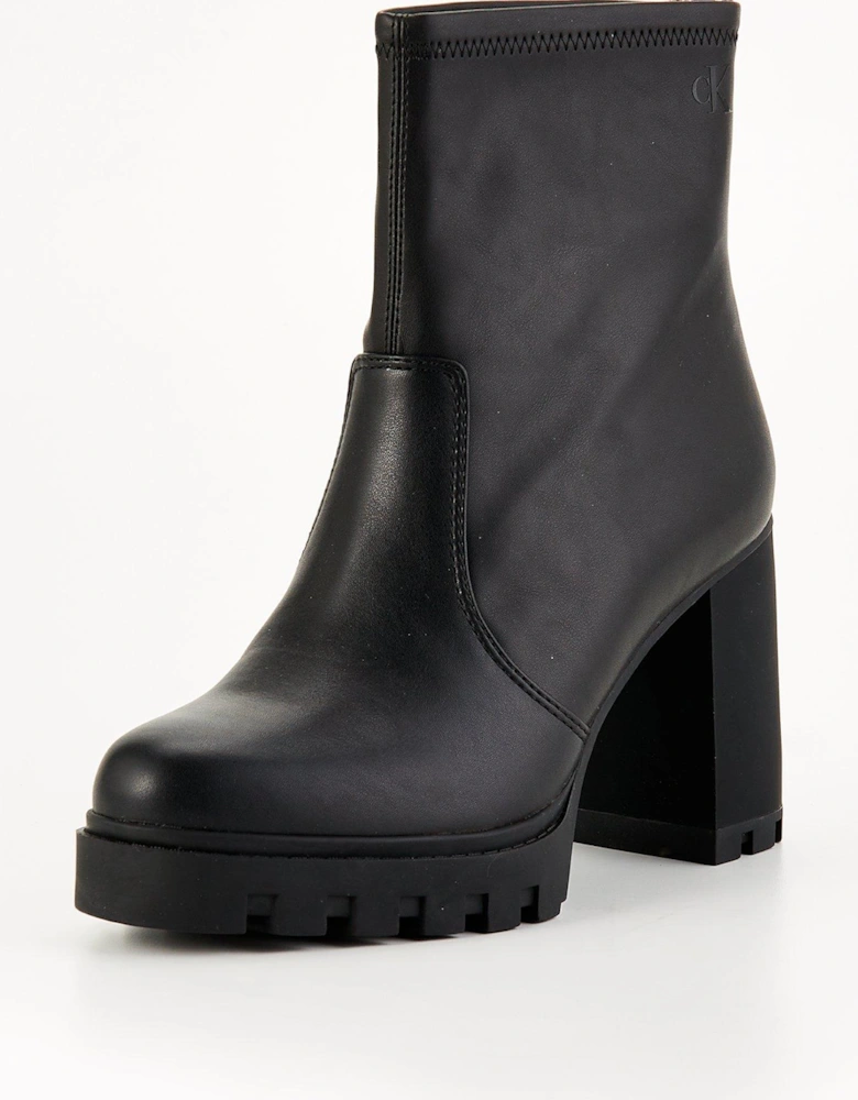 Platform Heeled Boots - Black