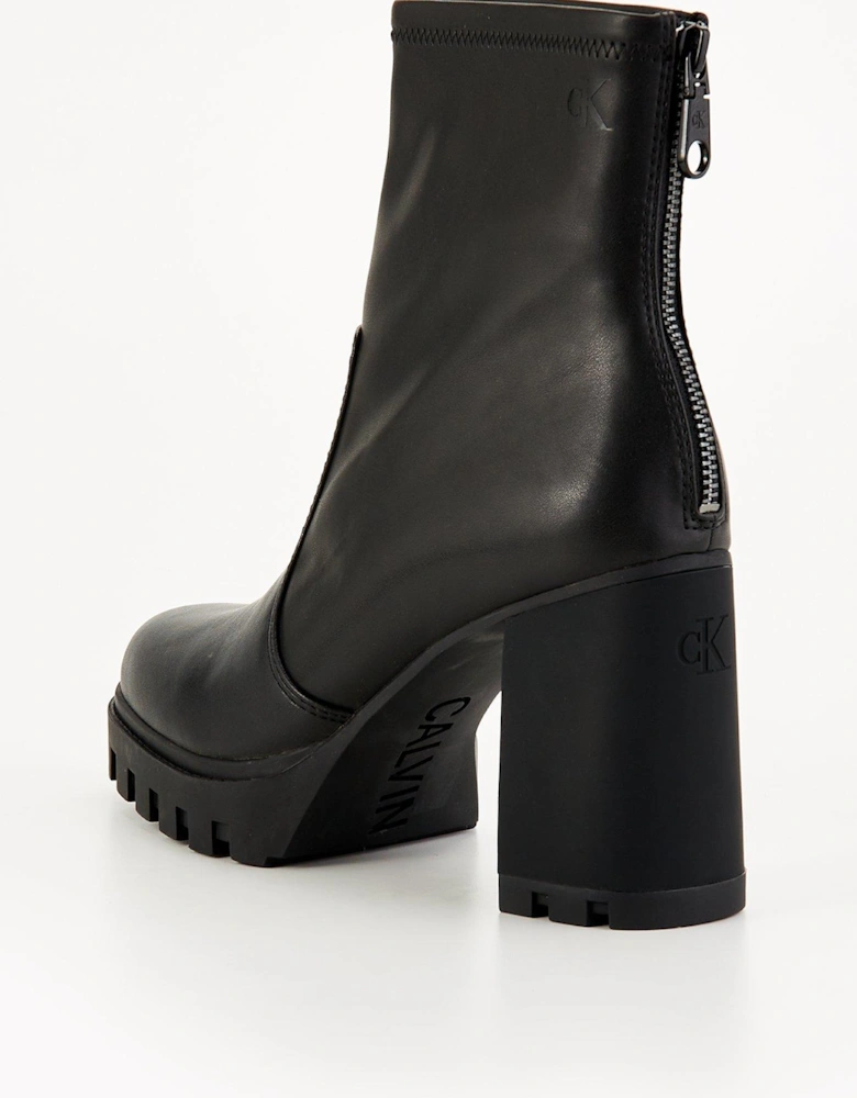 Platform Heeled Boots - Black