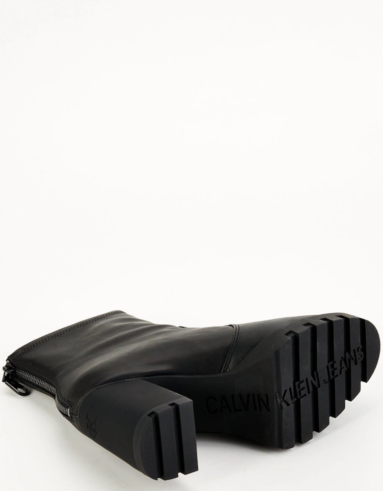 Platform Heeled Boots - Black