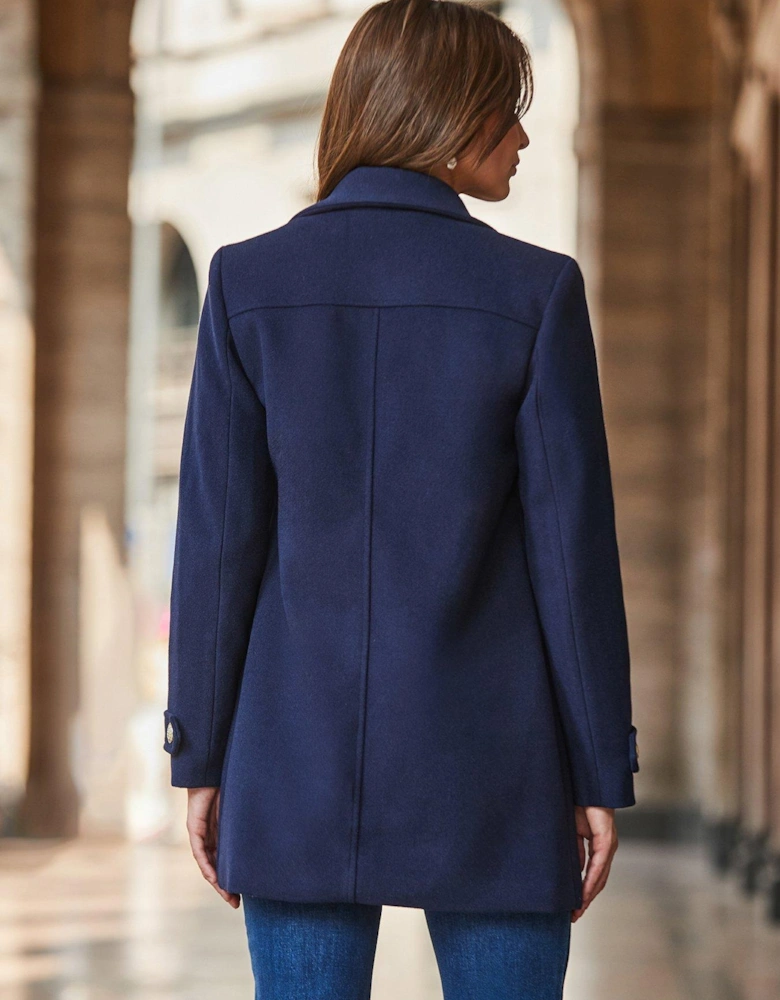 Short Peacoat With Gold Buttons - Navy