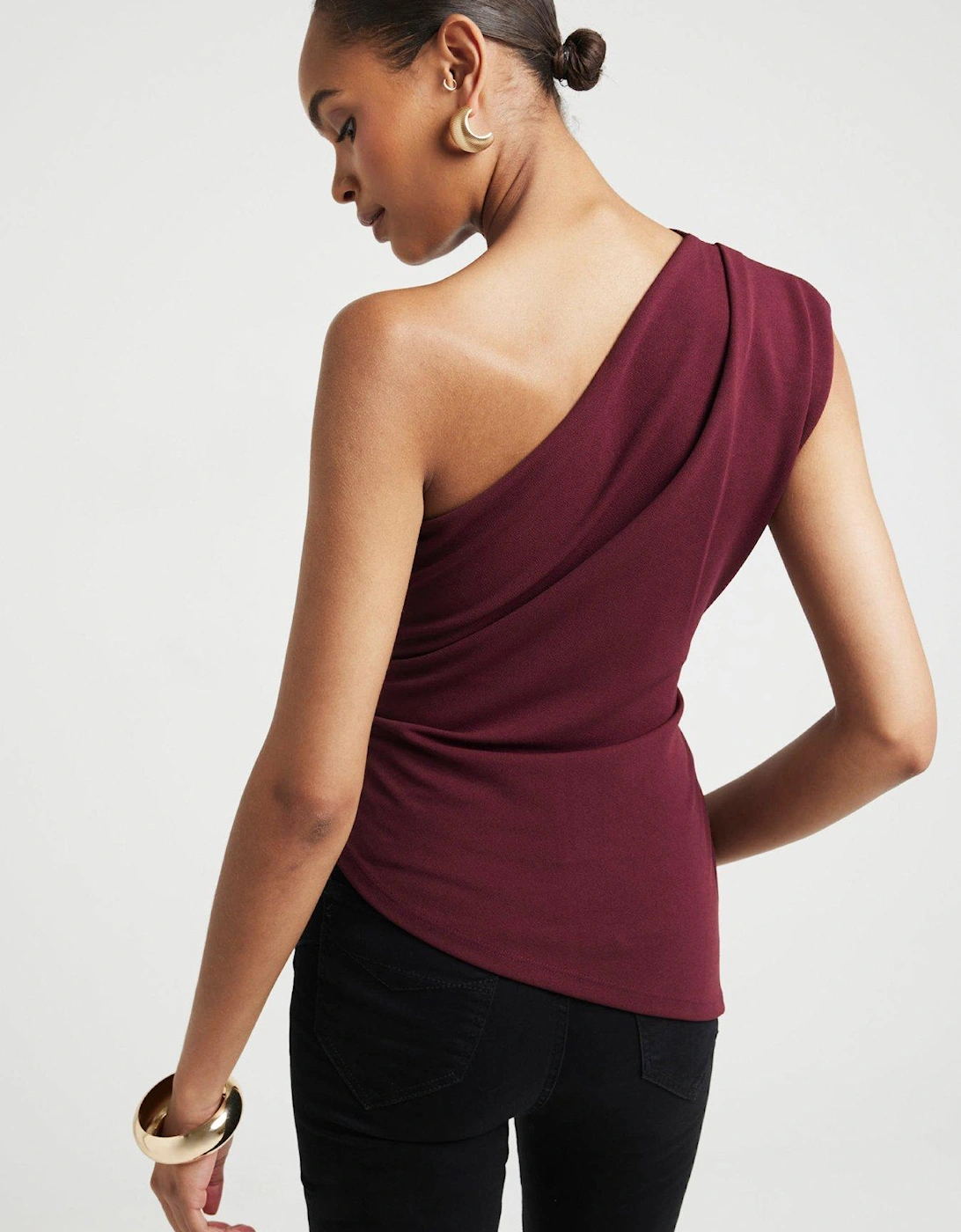 Asymmetric Belted Top - Dark Red