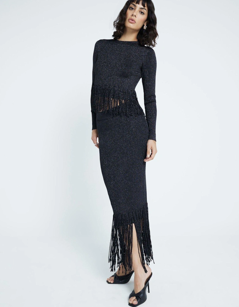 Fringe Detail Jumper - Black