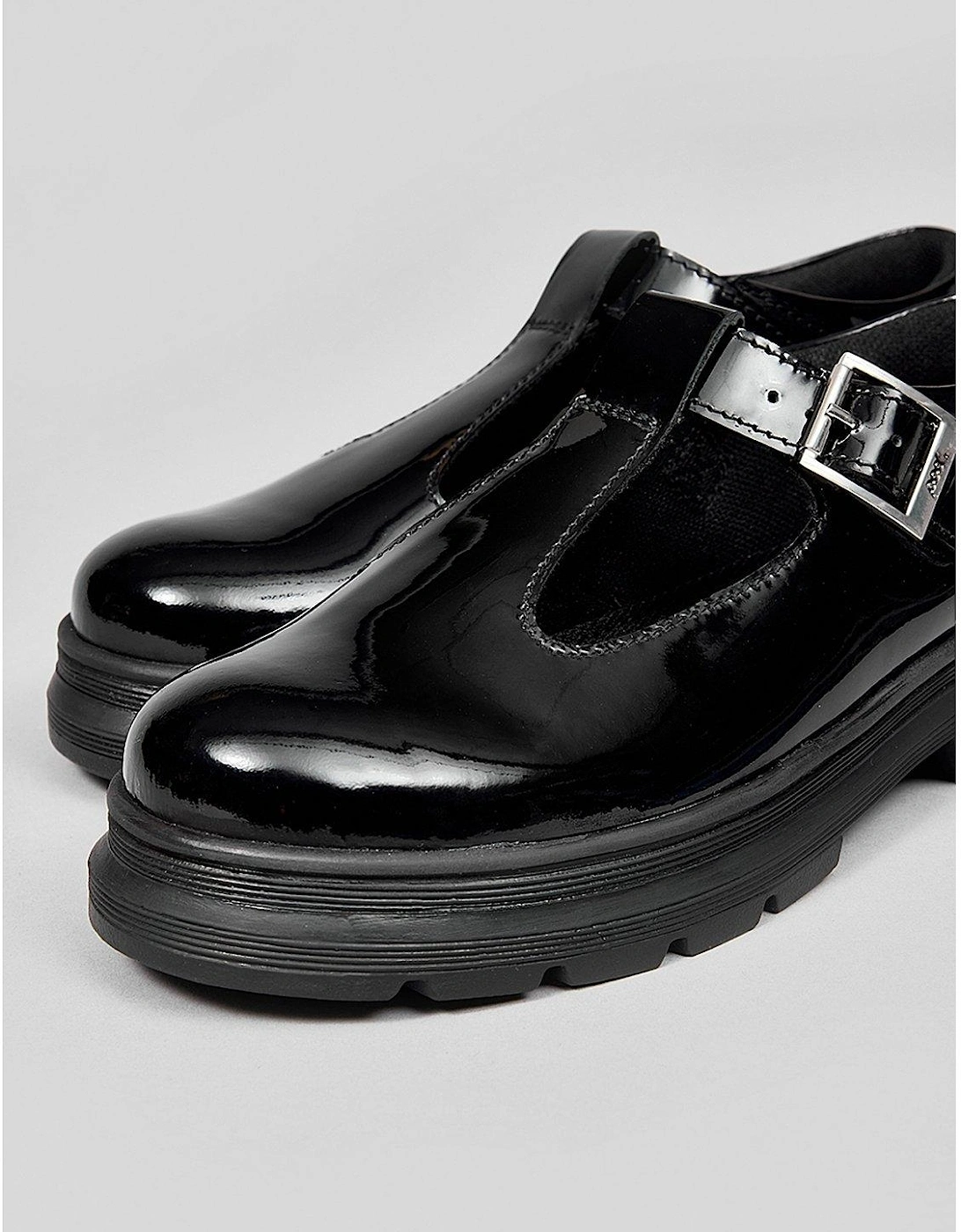 Emile Black Patent Tbar School Shoe