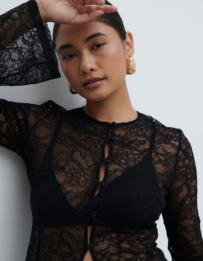 Odi Lace Cardigan - Black