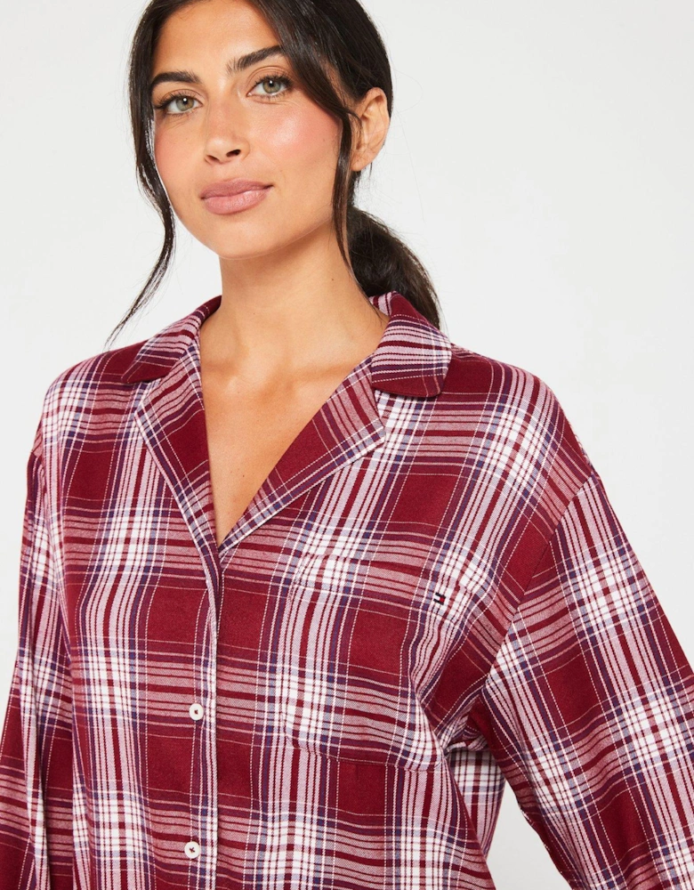 Long Sleeve Check Nightdress - Red