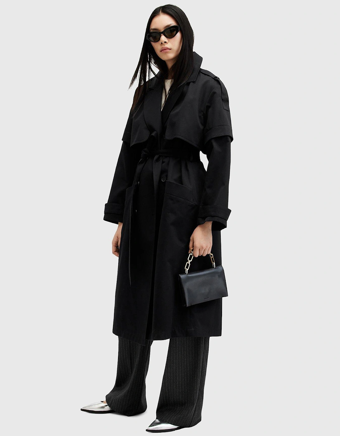 Clyde Trench Coat With Removable Sleeves - Black