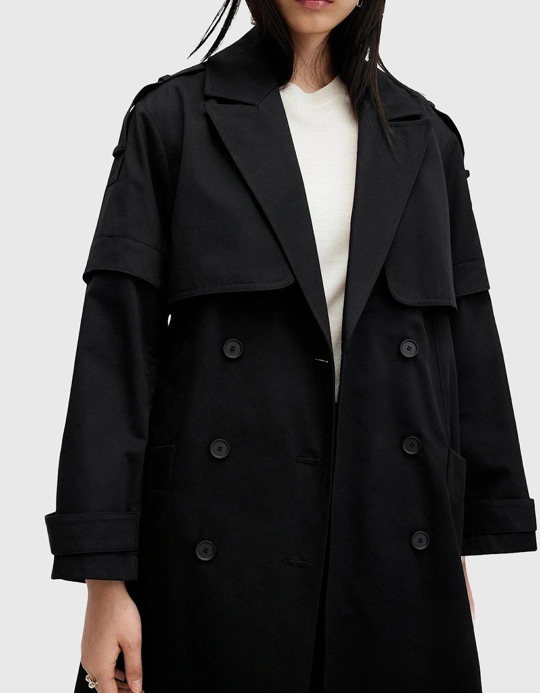 Clyde Trench Coat With Removable Sleeves - Black