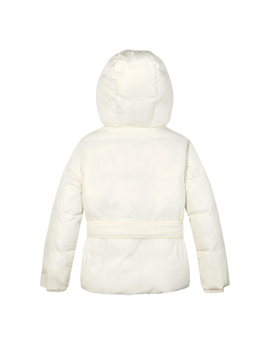 Girls Classic Belted Faux Fur Jacket - Cream