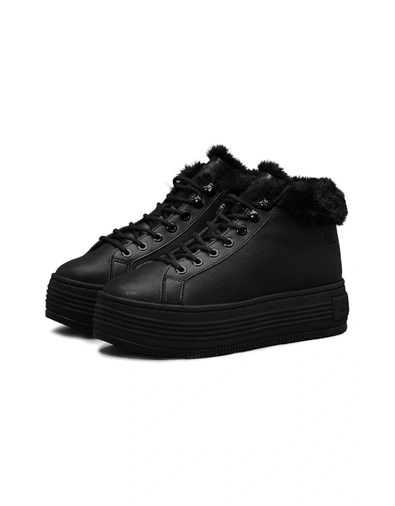 Fleece Lined Flatform Hi-Top Trainers - Black