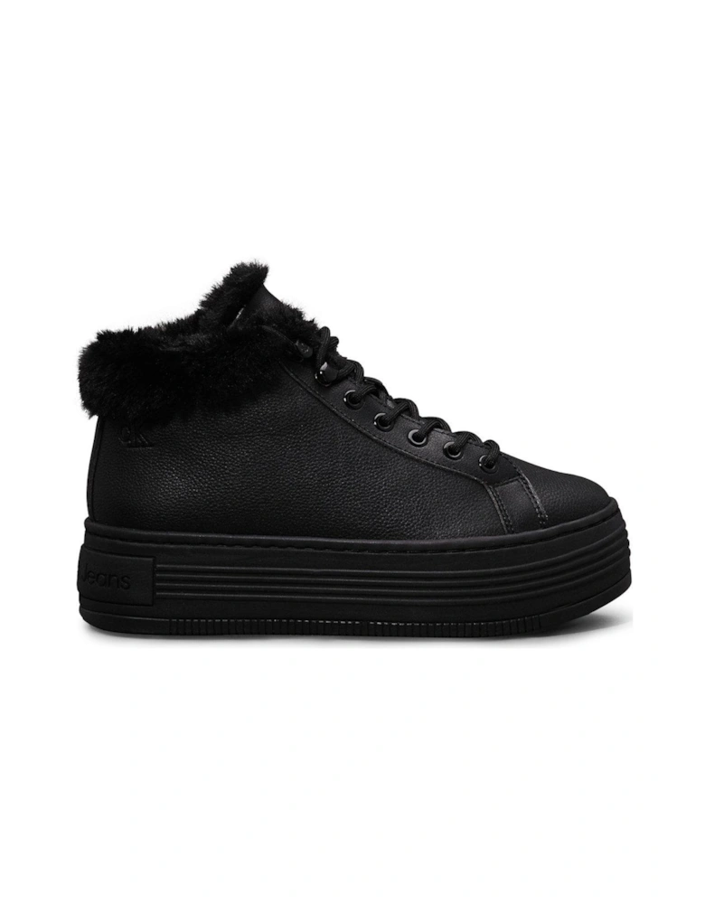 Fleece Lined Flatform Hi-Top Trainers - Black