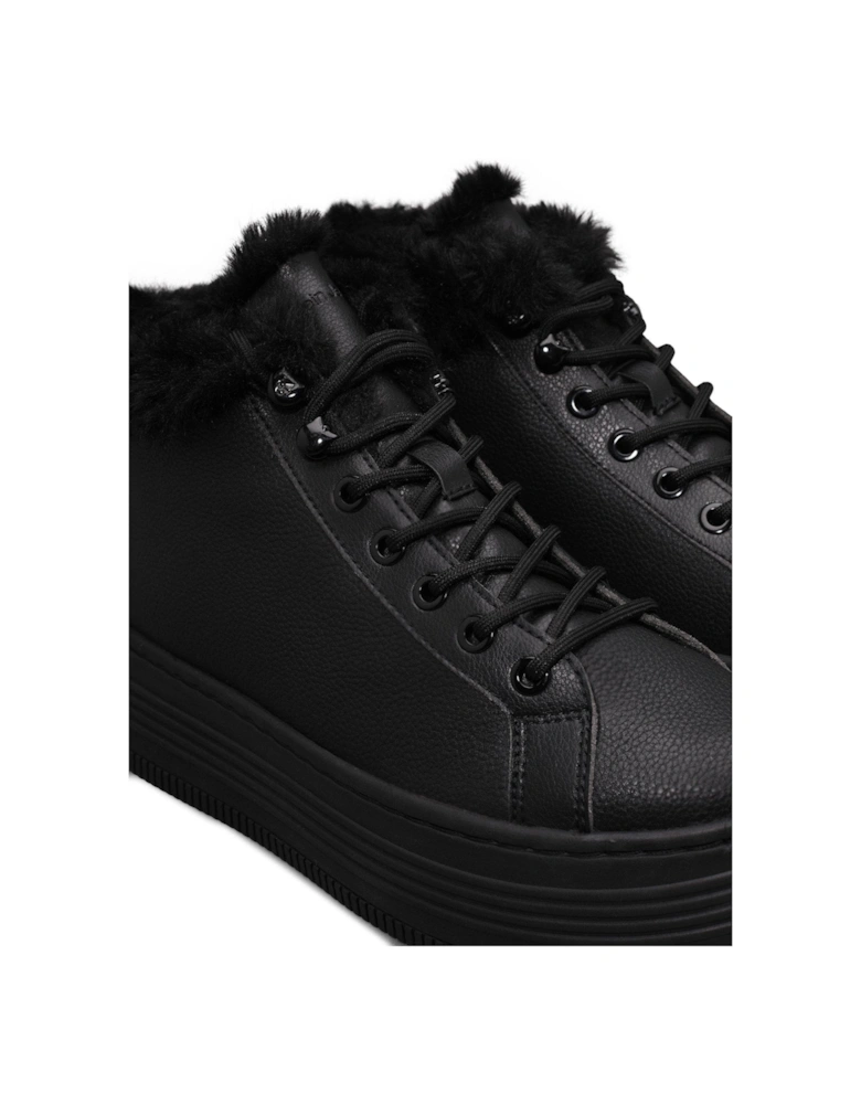 Fleece Lined Flatform Hi-Top Trainers - Black