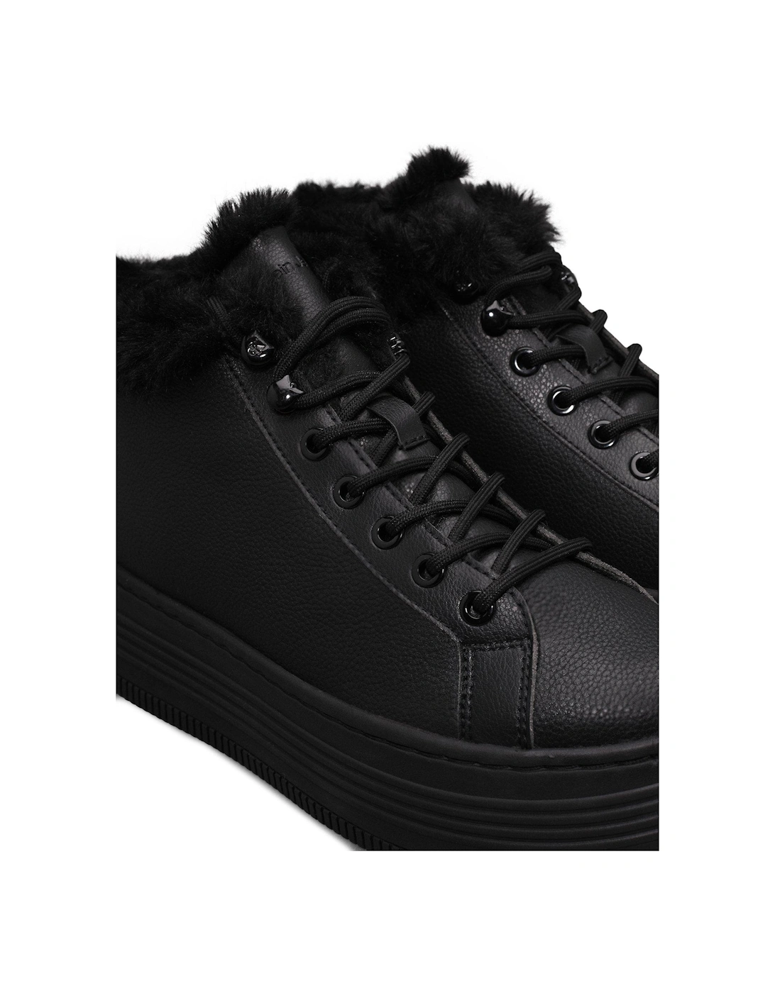 Fleece Lined Flatform Hi-Top Trainers - Black