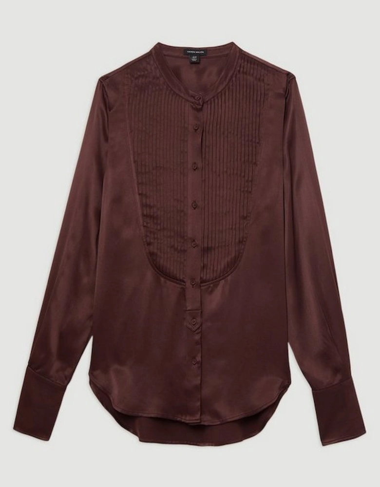 The Founder Satin Pintuck Woven Blouse