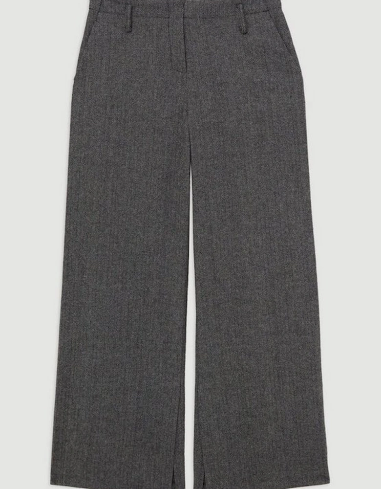 The Founder Herringbone Tailored Wide Leg Trousers