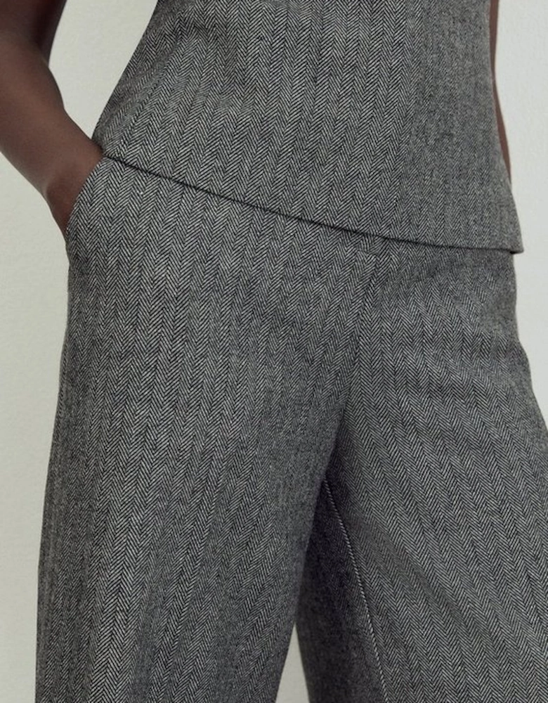 The Founder Tall Herringbone Straight Leg Cropped Trousers