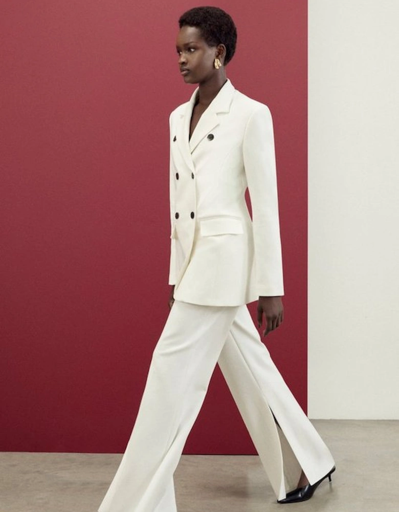 Compact Stretch Tailored Double Breasted Blazer