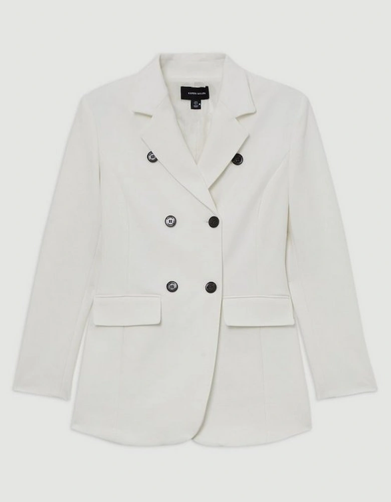 Compact Stretch Tailored Double Breasted Blazer