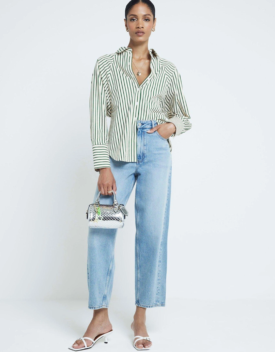 Cinched Waist Poplin Shirt - Medium Green