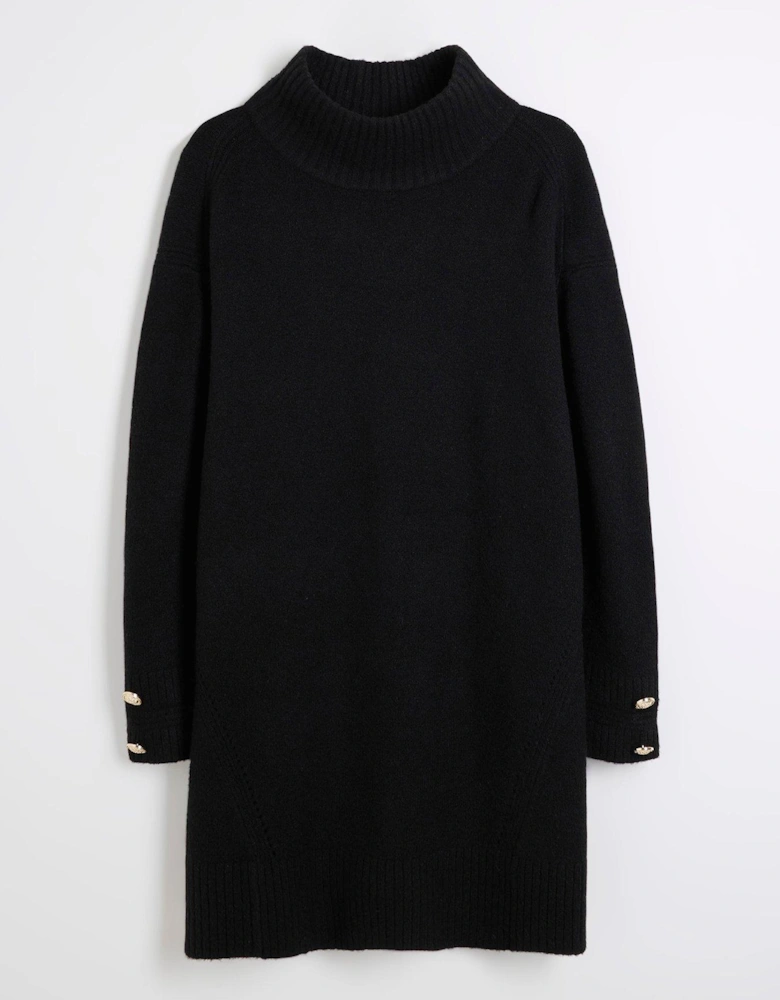 High Neck Jumper Dress - Black