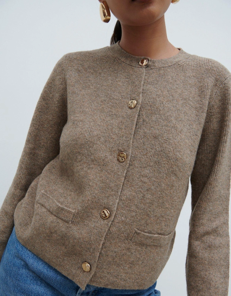 Sabrina Knit Short Cardigan - Brown