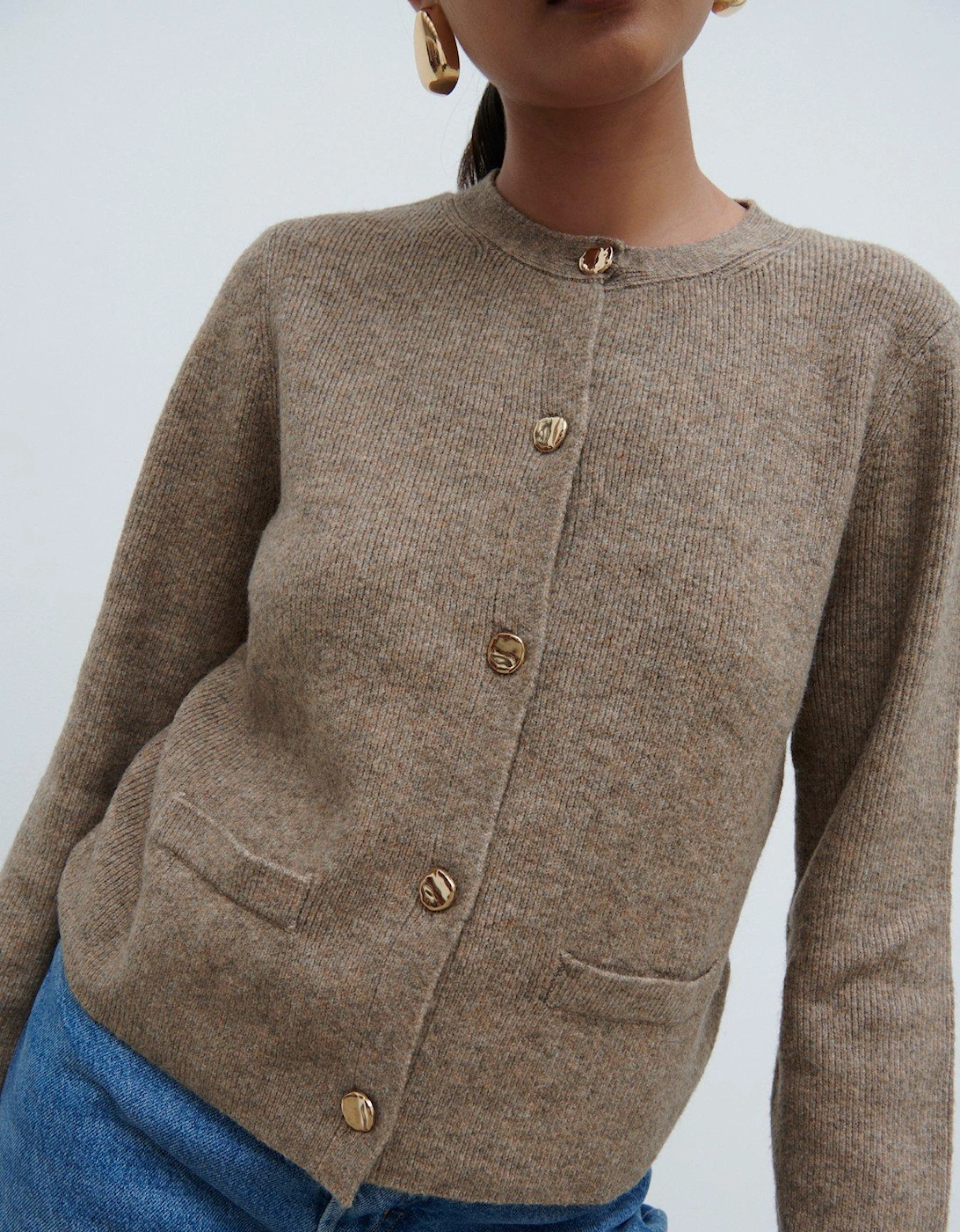 Sabrina Knit Short Cardigan - Brown