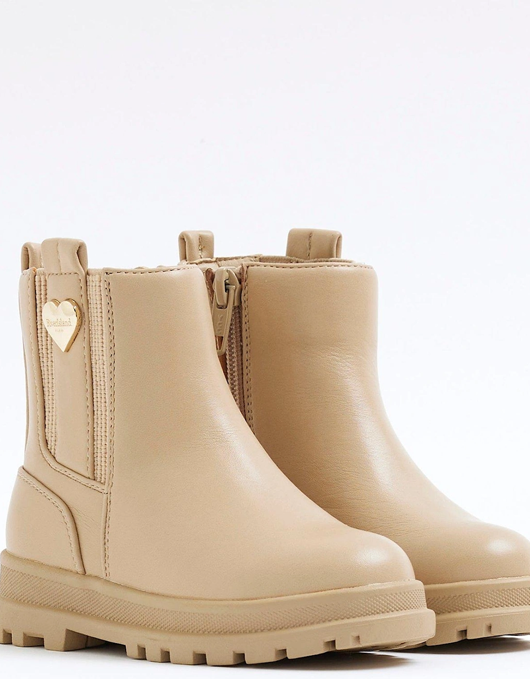 Mini Girl Patent Stud Chelsea Boot - Beige