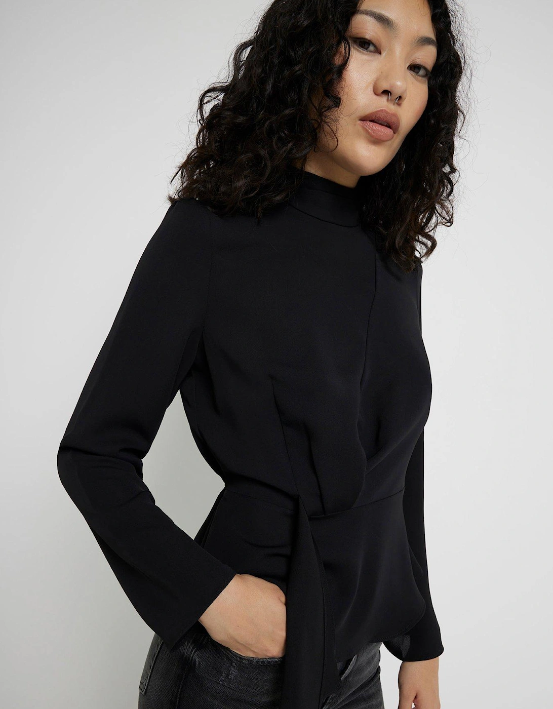 Drape Front Top - Black