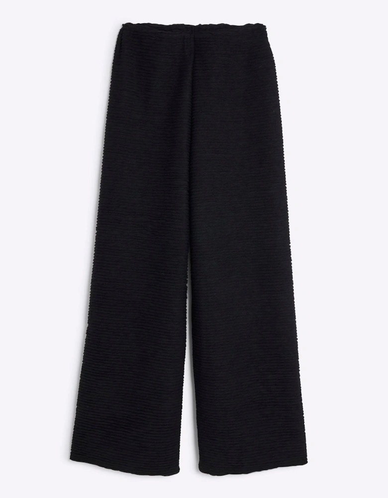 Textured Wide Leg Trouser - Black