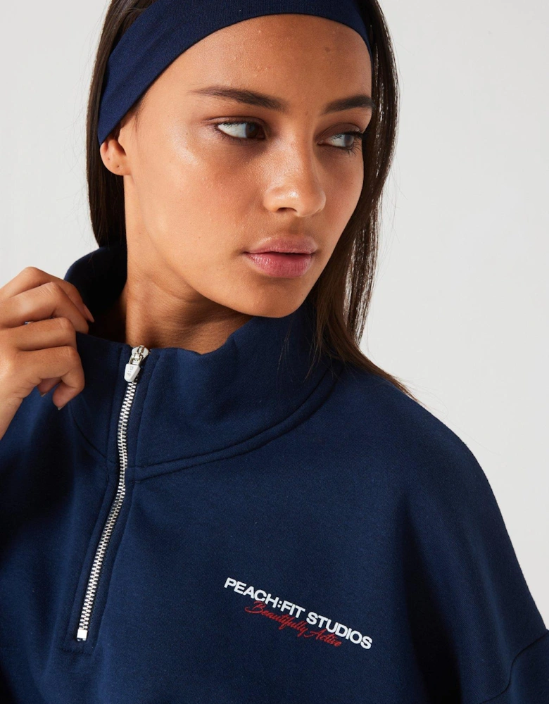 Womens Penelope Oversized Zip Neck Sweatshirt - Navy