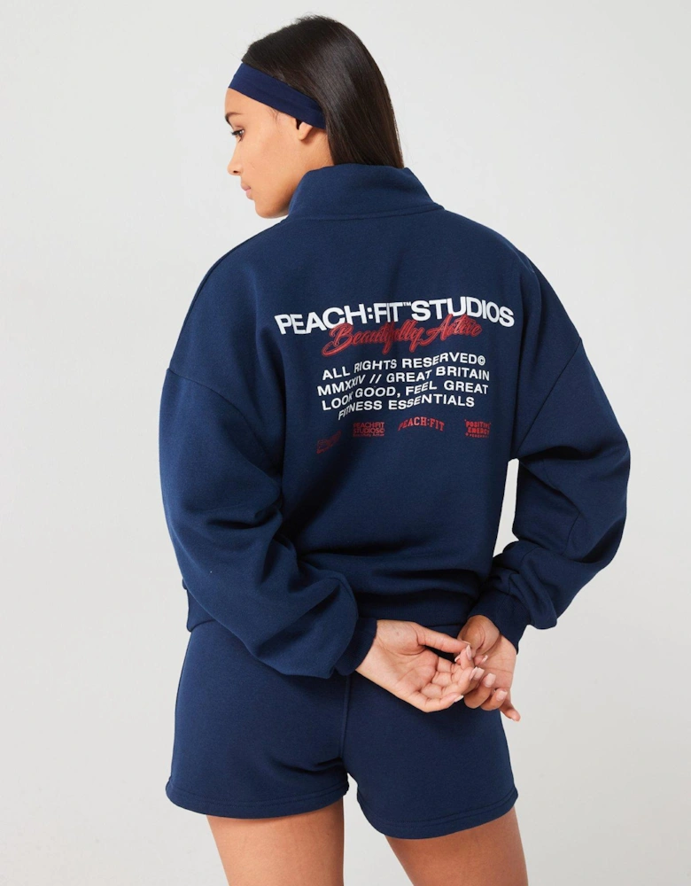 Womens Penelope Oversized Zip Neck Sweatshirt - Navy